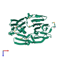 PDB entry 2p17 coloured by chain, top view.