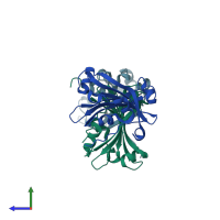 PDB entry 2p19 coloured by chain, side view.