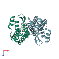 PDB entry 2p1a coloured by chain, top view.