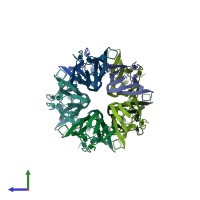 PDB entry 2p1b coloured by chain, side view.