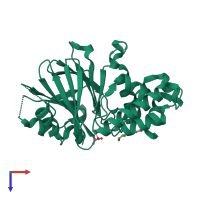 PDB entry 2p1e coloured by chain, top view.