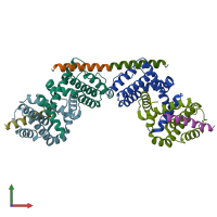 PDB entry 2p1l coloured by chain, front view.