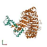 PDB entry 2p1m coloured by chain, front view.