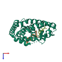 PDB entry 2p1t coloured by chain, top view.