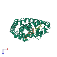 PDB entry 2p1u coloured by chain, top view.