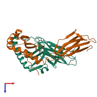 PDB entry 2p24 coloured by chain, top view.