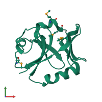 PDB entry 2p2e coloured by chain, front view.