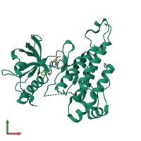 PDB entry 2p2h coloured by chain, front view.