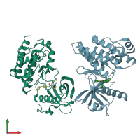 PDB entry 2p2i coloured by chain, front view.