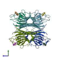 PDB entry 2p2k coloured by chain, side view.