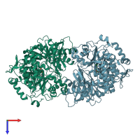 PDB entry 2p2m coloured by chain, top view.
