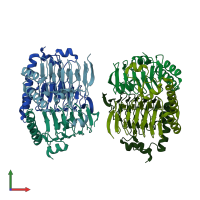 PDB entry 2p2o coloured by chain, front view.