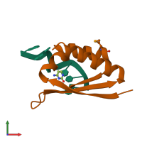 PDB entry 2p2r coloured by chain, front view.