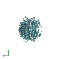 PDB entry 2p2s coloured by chain, side view.