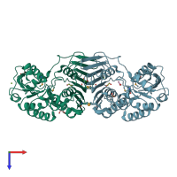 PDB entry 2p2s coloured by chain, top view.