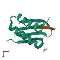 PDB entry 2p2t coloured by chain, top view.