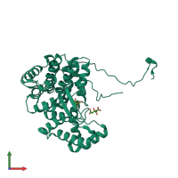 PDB entry 2p2w coloured by chain, front view.