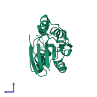 PDB entry 2p2y coloured by chain, side view.