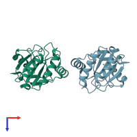 PDB entry 2p31 coloured by chain, top view.