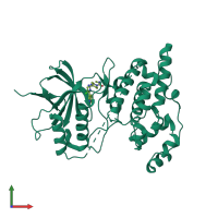 PDB entry 2p33 coloured by chain, front view.