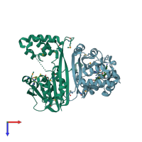 PDB entry 2p35 coloured by chain, top view.