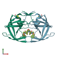 PDB entry 2p3a coloured by chain, front view.