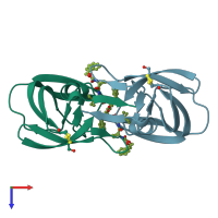 PDB entry 2p3a coloured by chain, top view.
