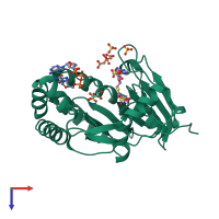 PDB entry 2p3l coloured by chain, top view.
