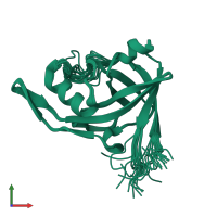 PDB entry 2p3m coloured by chain, ensemble of 20 models, front view.