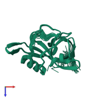 PDB entry 2p3m coloured by chain, ensemble of 20 models, top view.