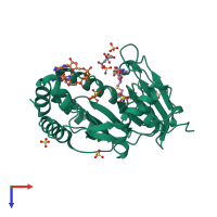 PDB entry 2p3o coloured by chain, top view.
