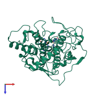 PDB entry 2p3x coloured by chain, top view.