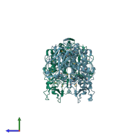 PDB entry 2p3y coloured by chain, side view.