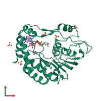 PDB entry 2p40 coloured by chain, front view.