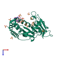 PDB entry 2p40 coloured by chain, top view.