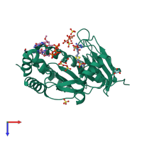 PDB entry 2p41 coloured by chain, top view.