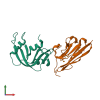 PDB entry 2p43 coloured by chain, front view.