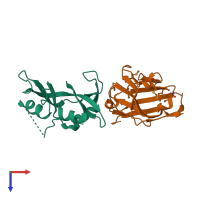 PDB entry 2p44 coloured by chain, top view.