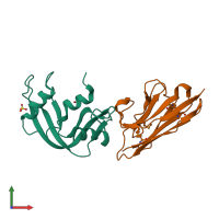 PDB entry 2p45 coloured by chain, front view.