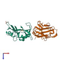 PDB entry 2p45 coloured by chain, top view.
