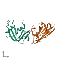 PDB entry 2p48 coloured by chain, front view.