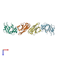 PDB entry 2p4a coloured by chain, top view.