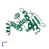 PDB entry 2p4d coloured by chain, top view.