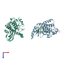 PDB entry 2p4i coloured by chain, top view.