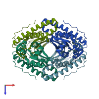 PDB entry 2p4k coloured by chain, top view.