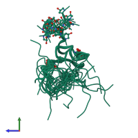 PDB entry 2p4l coloured by chain, ensemble of 20 models, side view.