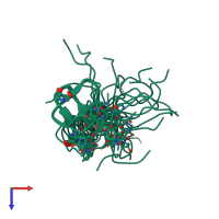 PDB entry 2p4l coloured by chain, ensemble of 20 models, top view.
