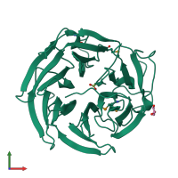 PDB entry 2p4o coloured by chain, front view.