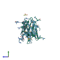 PDB entry 2p4p coloured by chain, side view.