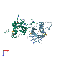 PDB entry 2p4p coloured by chain, top view.